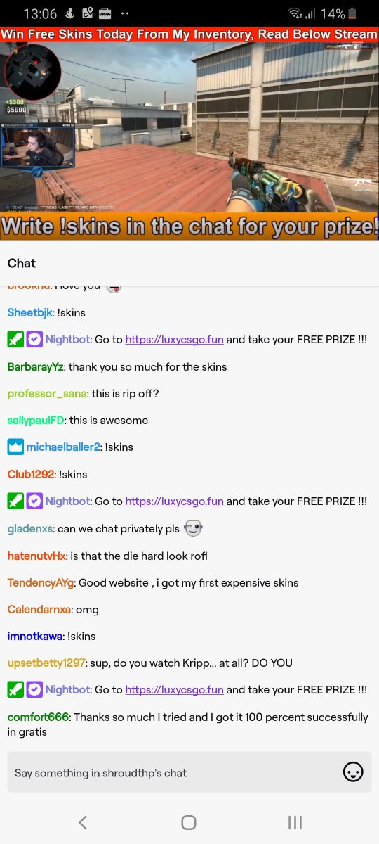 AndreiMuresan4's tweet photo. @shroud 
Someone's streaming in your name and scamming people on twitch https://t.co/n4cpxbrx0K