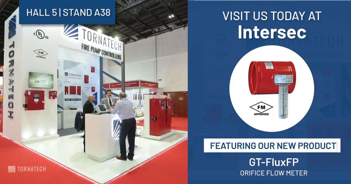 Tornatech's tweet photo. Visit us today at Intersec to learn more about our new product, the GT-FluxFP orifice flow meter. #Tornatech #TornatechEvolution #FirePumpControllers #FireProtection https://t.co/gPONCuTE1h