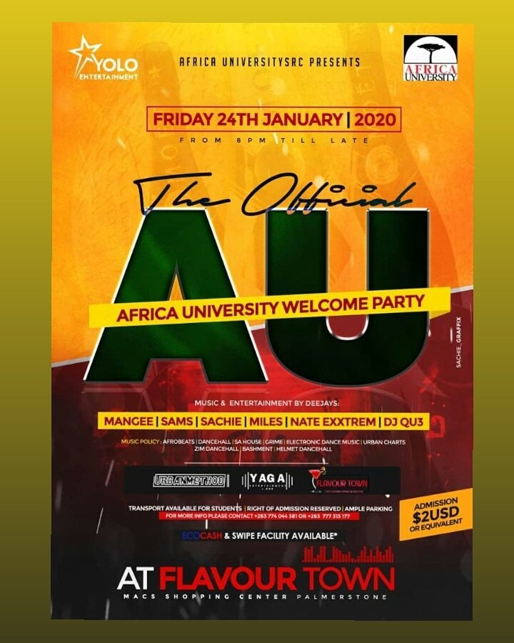 mutarecelebs_zw's tweet photo. Make a date! At Macs shopping centre Palmerston.After party at Club 263 Mutare with Miles Dj.
#McityTingz
#AfricaUniversity
#FlavourTown
#TeamMFC https://t.co/vy5dRvwIuE