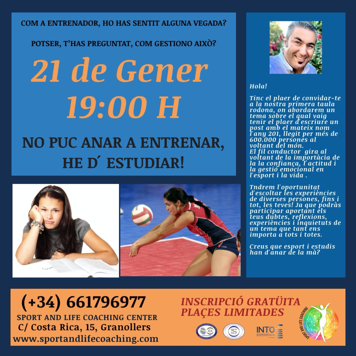 SLCoaching's tweet photo. I TAULA RODONA #Educació 📚 | #Esport 🏃🏻‍ 

😫No puc venir a entrenar, he d´estudiar!

💡 Carlos Estrada 
💡@davidaguilarca 
💡@aporqueras 
💡Paco Verjano
💡👥👥

Moderador  🖖🏻
@KikeTrainerPNL 

Participa! 

Demà Dimarts a les 19:00 H!

https://t.co/KuVS67lNXC

#Granollers https://t.co/5VmjW8cc94