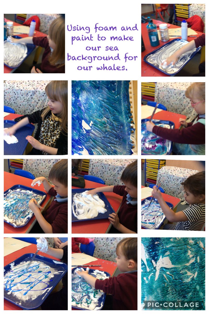 Plasyfelin's tweet photo. Creating an underwater scene using foam and paint #plapnursery #plapcreate https://t.co/dzfLKJ0oCv