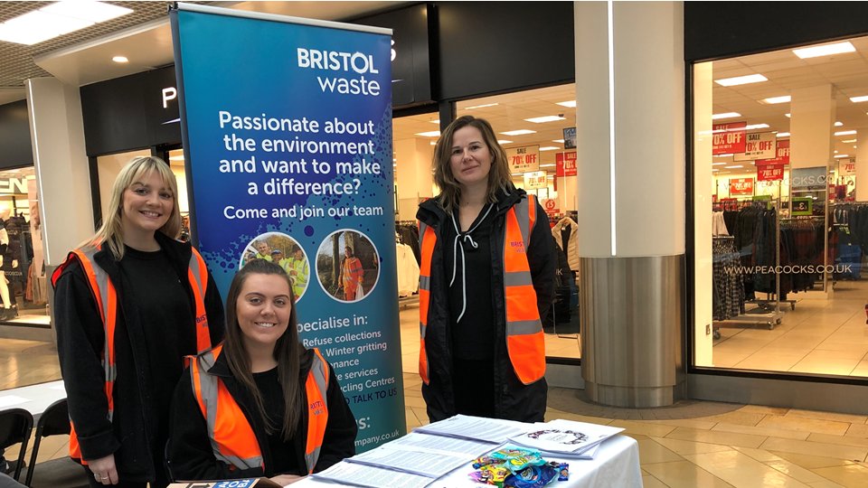 The team at Bristol Waste on their stand at the Blue Monday event 