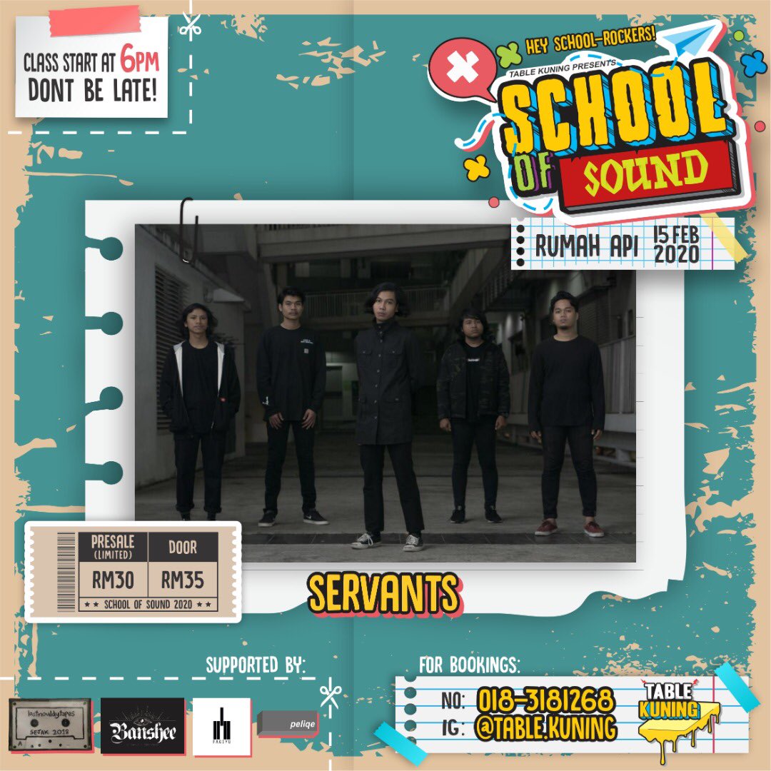 servantsmy's tweet photo. @tablekuning presents School Of Sound!! EMO class is in session!!!! See you guys next month at Rumah api!! Go grab your pre sale ticket now!! #srvnts #srvnts2k20 #howlg #schoolofsound https://t.co/6hsU4hCMid