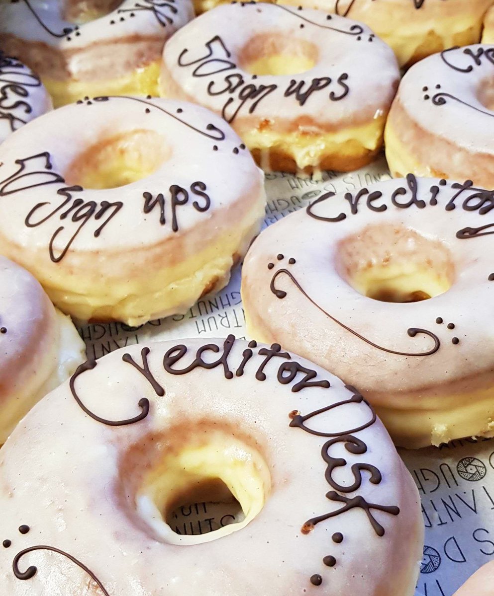 HubSolv's tweet photo. There's no #BlueMonday @HubSolv HQ, as we're celebrating 50 signups on our new tool #CreditorDesk, with donuts 🍩🤩 Thrilled to have already 50 creditors on board, making the most of the tool to improve interaction &amp; file exchange with IPs. More: https://t.co/hAzQWutM0I https://t.co/vKcvNuxmqf