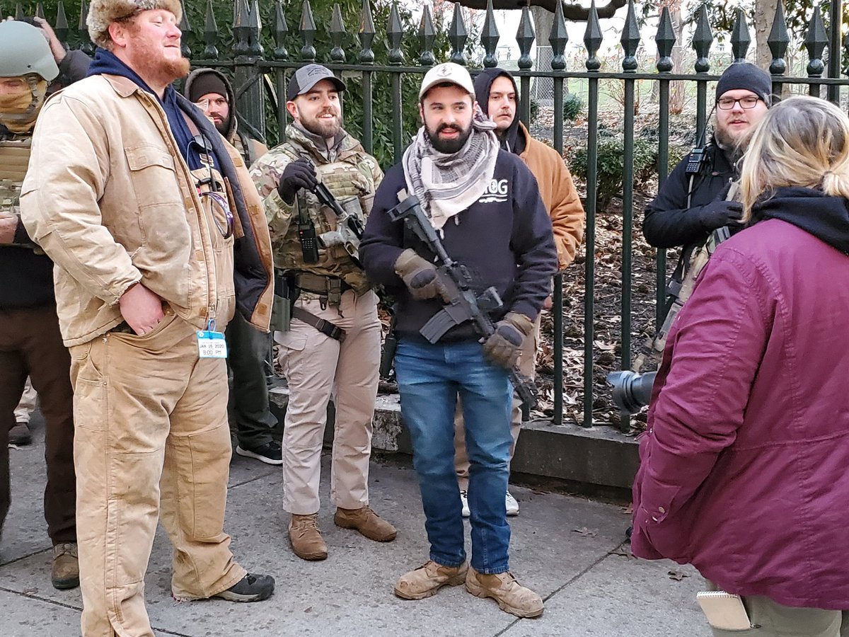 nedoliver's tweet image. Big groups of heavily armed men arriviving in Richmond, many in camo and body armor