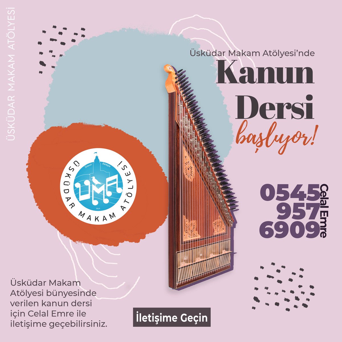 MakamAtolyesi's tweet photo. Üsküdar Makam Atölyesi’nde 2. dönemde şan, kanun ve ney derslerimiz başlıyor. Kayıt yaptırmayı unutmayın! İletişim için 0545 957 6909 Celal Emre’yi arayabilirsiniz. #kanun #ney #şan #kanundersi #neydersi #şandersi #ses #seseğitimi #üma #üsküdar #makam #atölyesi https://t.co/rOUs0WXOqg