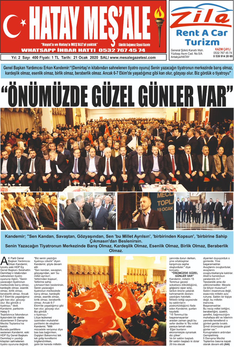 CAYLIKAZIM's tweet photo. 21/01/2020 HATAY MEŞ'ALE GAZETESİ 
@tcbestepe @RTErdogan
@erkankandemir @SCivitcioglu @AbdulkadirOzl @Sabahatozgursoy @HuseyinYayman @hsanverdi @MehYeloglu @EmrullahGuln @izzettinylmz @AntakyaBld @Akparti @antakya_ilce https://t.co/6EcQnJ7o4m