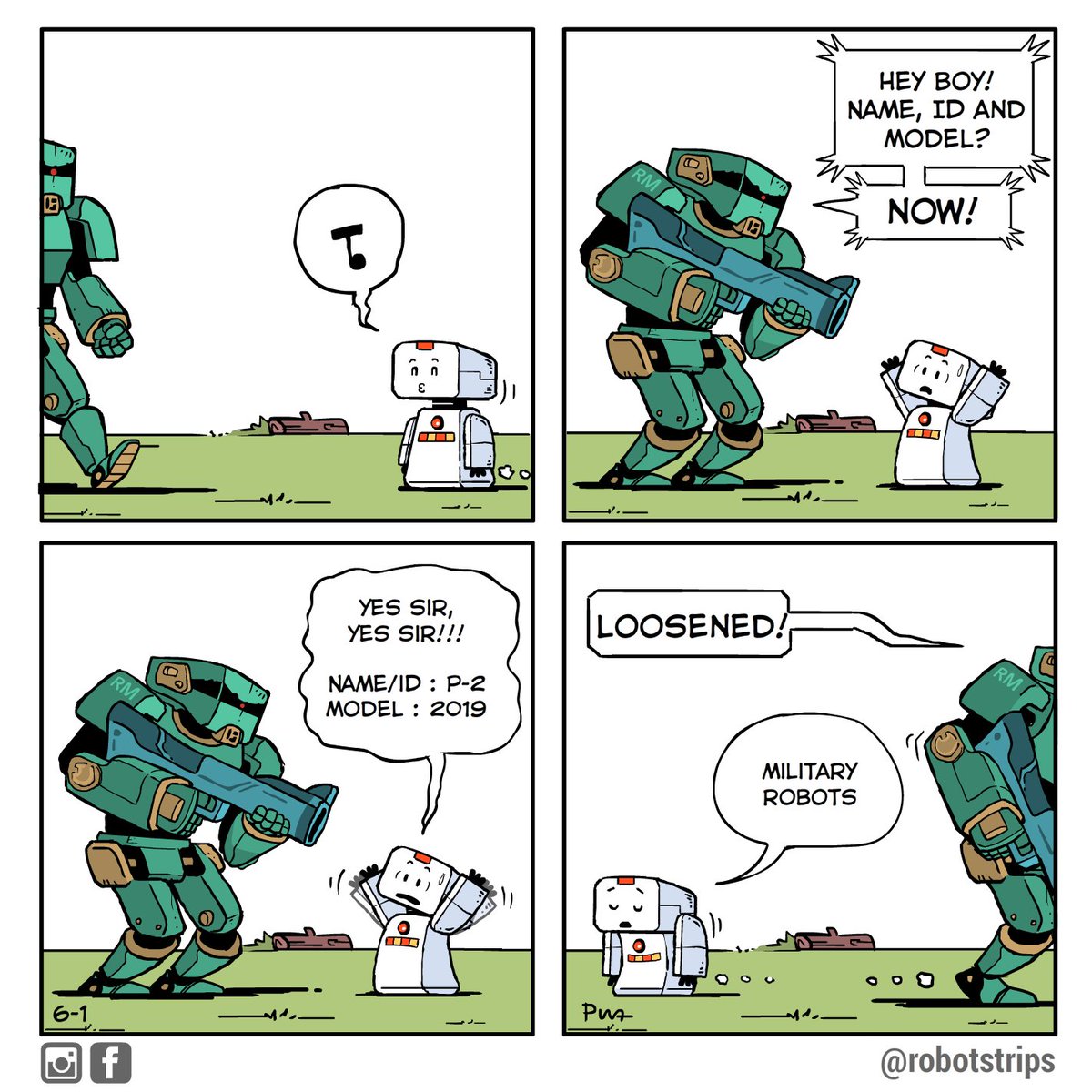robotstrips's tweet photo. Military Robots #comics #comicstrip #Robots #Robotic #Military https://t.co/PeMXpCEUbP