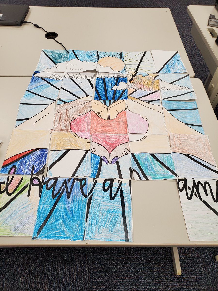 mmpbrown4's tweet photo. My class created a collaborative poster in honor of Martin Luther King Jr. We were missing a piece,ironic because without everyone his dream cannot come true. @mmpbrown4 #FCPS1KidsDeserveIt #teamturtle @MMPTurtles We found the missing piece, but forgot to take a picture! https://t.co/p2mo2dhEWL