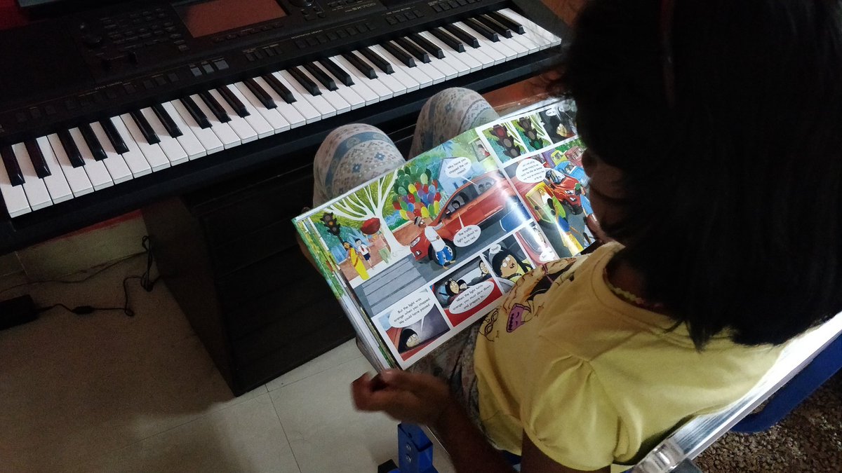 Clint__Thomas's tweet photo. As a staunch safety advocate to her co-travellers, she was so excited to read this comic by @FordIndia that beautifully explains car safety to children. Now she wants to take it to school and circulate in the class. Kudos to the brains behind this. @KapilSKalhan https://t.co/pw6jiE1KnM