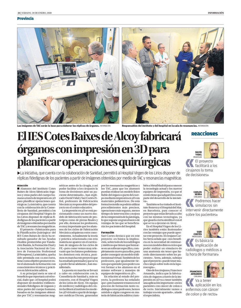 IESCotesBaixes's tweet photo. ✏Hui el temporal de ❄ ens té a casa així que hem pensat que si us deixem un article periodístic podeu gaudir-lo.

🗞El @informacion_es ens compta l'important projecte que durem a terme en el #IESCotesBaixes gràcies a la convocatòria @DualizaBankia i @fp_empresa.

Gran projecte! https://t.co/p6TTLoWLgI