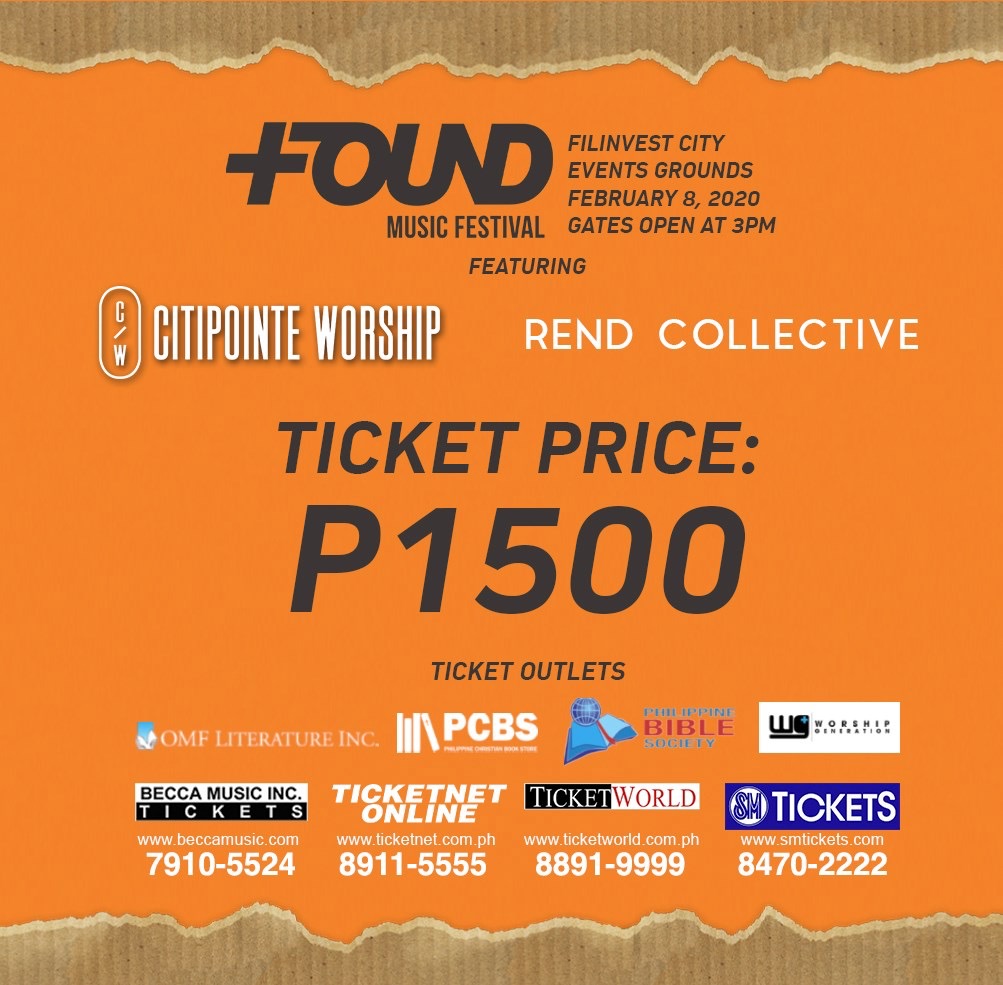 beccamusicinc's tweet photo. @rendcollective and @citipointewshp Live in Manila at Found Music Festival on February 8, 2020 at Filinvest City Event Grounds

GET YOUR TICKETS NOW! https://t.co/xNMqCWaD6x