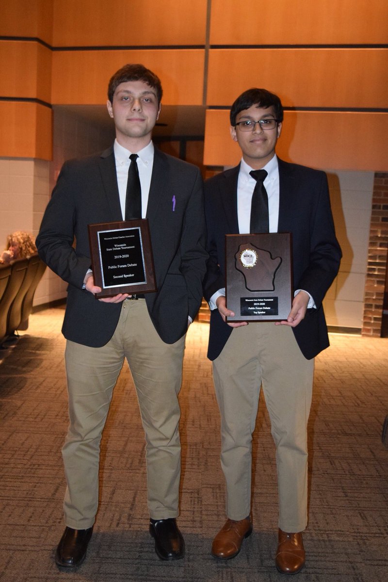BEHSDebate's tweet photo. Congratulations to our State PF champions, Vivek Srivastava and Bera Demirbilek. They won on a 5-0 unanimous ballot. And they also won the top 2 spots in speaker points. Great job. πͺππ #pfdebate @BEHS_SDE https://t.co/AjG7HvjBIA