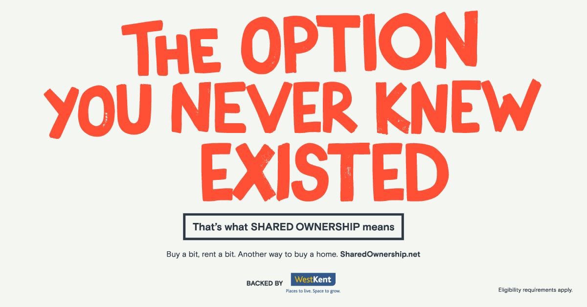 Shared ownership is another way to buy your home. You buy a percentage, and pay rent on the rest. 

Buying a percentage means a smaller deposit and a smaller mortgage.

Sound interesting? Visit our website for more information westkent.org/find-a-home/bu…