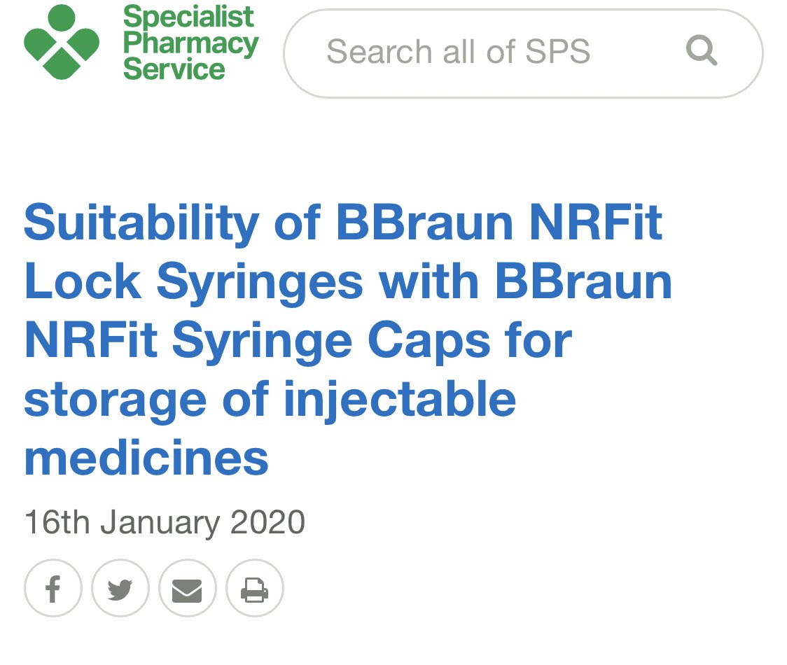 Suitability of BBraun NRFit Lock Syringes with BBraun NRFit Syringe Caps for storage of injectable medicines

sps.nhs.uk/articles/suita…