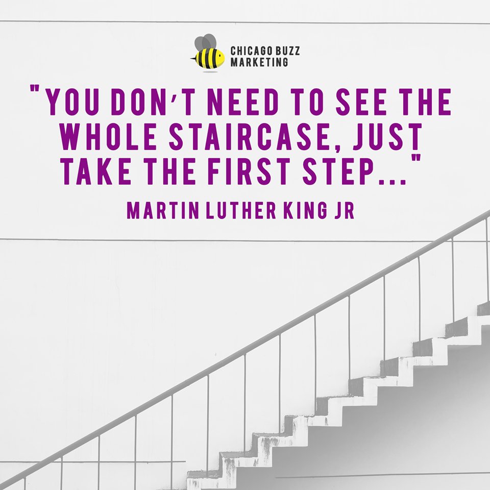 ChicagoBuzzNews's tweet photo. Staying motivated helps guarantee your marketing and promotional efforts are successful. Just take the first step. 2020 is your year! #mlkday2020 #motivationalquotes #personaldevelopment #success #createbuzz #chicagobuzzmarketing https://t.co/qwipXjC8UN