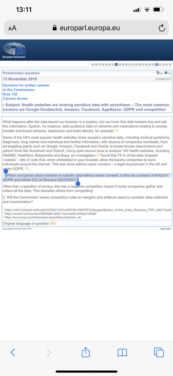 UGambini's tweet photo. @lucaxx85 @LauKaya This one as well maybe better? Important for #trust in #Google no?
When companies place trackers on specific data without users’ consent, is this not a breach of Article 9 GDPR and Article 5(3) of Directive 2002/58/EC?
#Google #ads #GoogleDoubleClick
https://t.co/hQFLkPrONl https://t.co/OogdYON71n