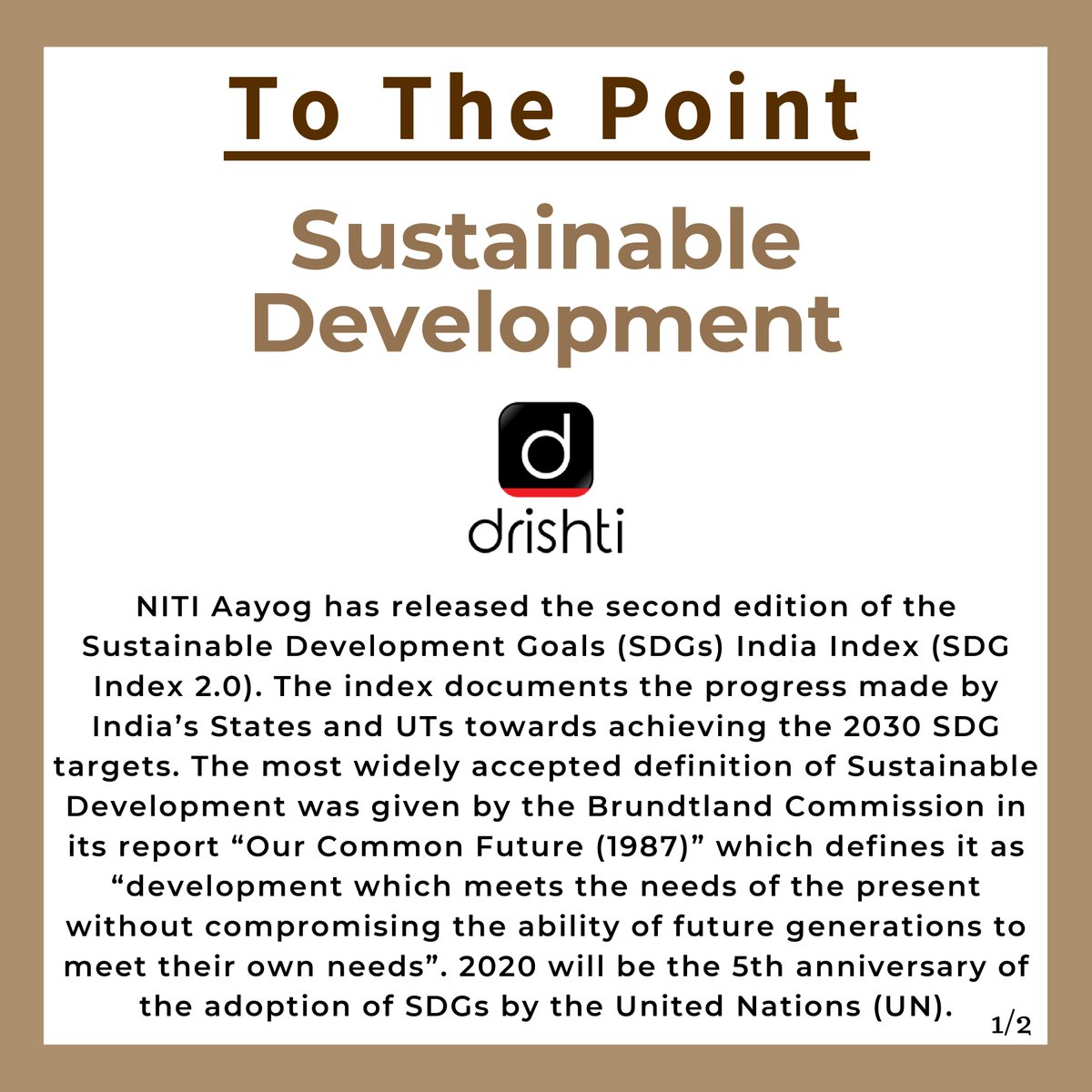 drishtiiaseng's tweet photo. This TTP is about the current status of sustainable development, challenges and way ahead in the context of NITI Aayog's Sustainable Development Goals (SDGs) India Index (SDG Index 2.0).
https://t.co/Frs6pcLnM2
#SustainableDevelopment #UPSCToThePoint #UPSC #DrishtiIASEnglish https://t.co/z8PMqJYx4C