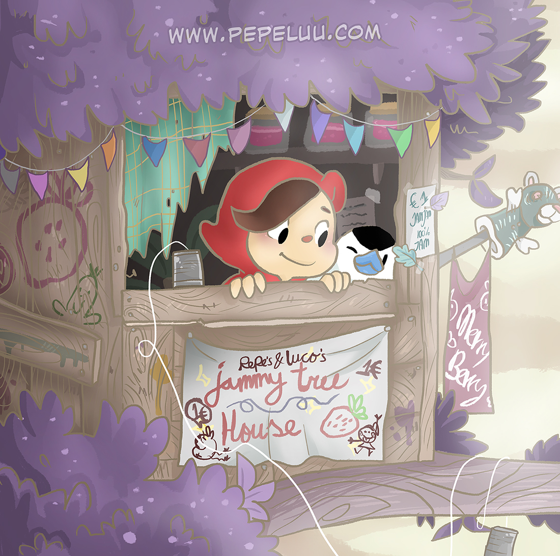 TeaTalesStudio's tweet photo. Welcome to Pepe’s jam store! This one is well thought out: there’s no competition as it’s located in a tree-house in the middle of the park! 🍞🍞🍞 #drawing https://t.co/hWm8PyTfdV
