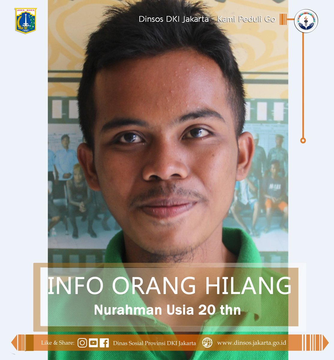 DinsosDKI1's tweet photo. #KawanSosial, Ditemukan Orang Terlantar Bernama Nurahman Alamat Desa/Kel. Cikeusal Kidul Rt. 005/03 Kec. Ketanggungan Kab. Brebes. Saat ini berada di PSBI BD2 Cipayung. Hub 085715331014 (wendy)
#InfoSosial #OrangTerlantar #DinsosPeduli #KamiPeduliGo #DinsosDKI https://t.co/01do2zS136