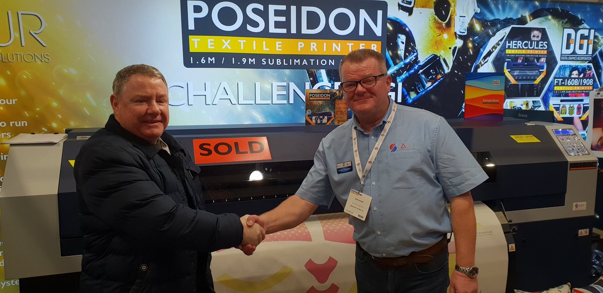 PandPLive's tweet photo. Lance Dentith of @lsprints has just purchased a DGI Poseidon from Dean Sanger of @Sabur_Digital!

Speaking on the aquisition, Lance commented: 'This printer marks the next step for us as a business. It's build quality is second to none.'

#PandPLIVE2020 https://t.co/sCW0Wwzw0J