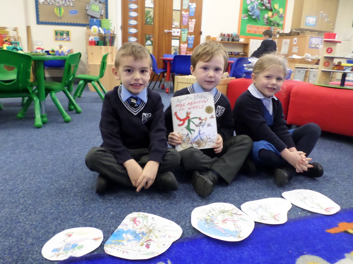 SDPReception_'s tweet photo. Welcome to our new twitter page! This morning we enjoyed hearing the story of Mrs Armitage on Wheels by Quentin Blake. We ordered the book events for our literacy focus. #QuentinBlake https://t.co/Xk09sfhhoE