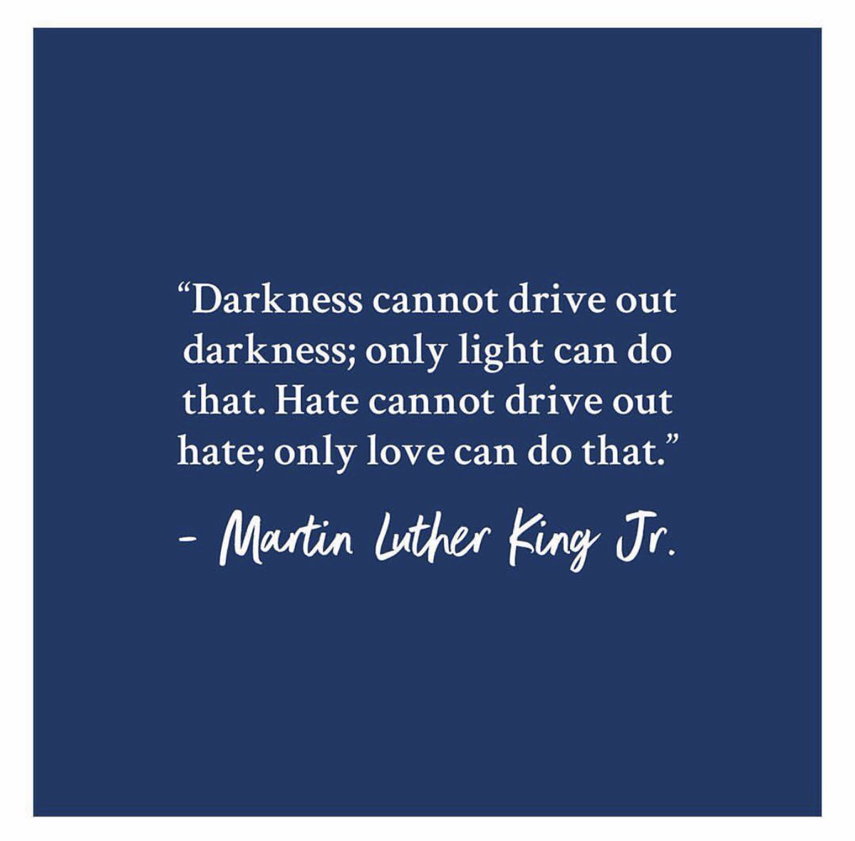 "Darkness cannot drive out darkness; only light can do that. Hate cannot drive out hate; only love can do that." - Martin Luther King Jr.

Today we remember his life, dream, and legacy. #MLKDay