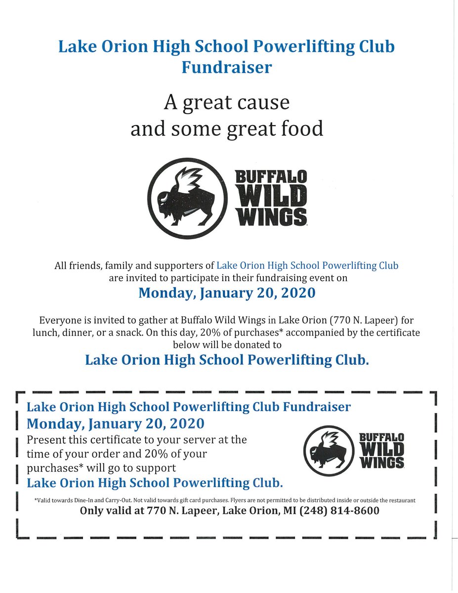 Just a reminder that we have a BW3 fundraiser today. #lopowerlifting