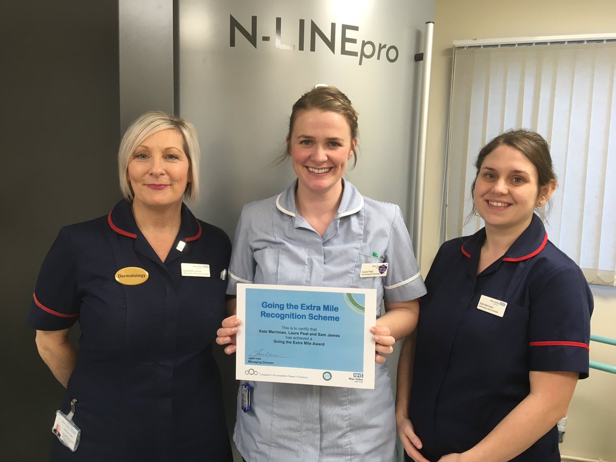 SueSmithWVT's tweet photo. It was an absolute pleasure today to meet Jate, Laura and Sam and present them with their Going the Extra Mile (GEM) award. They have successfully relocated their phototherapy service to Gaol Street and in the process have really transformed their service! #AmazingWVTstaff @WVT https://t.co/s7n22XD3te
