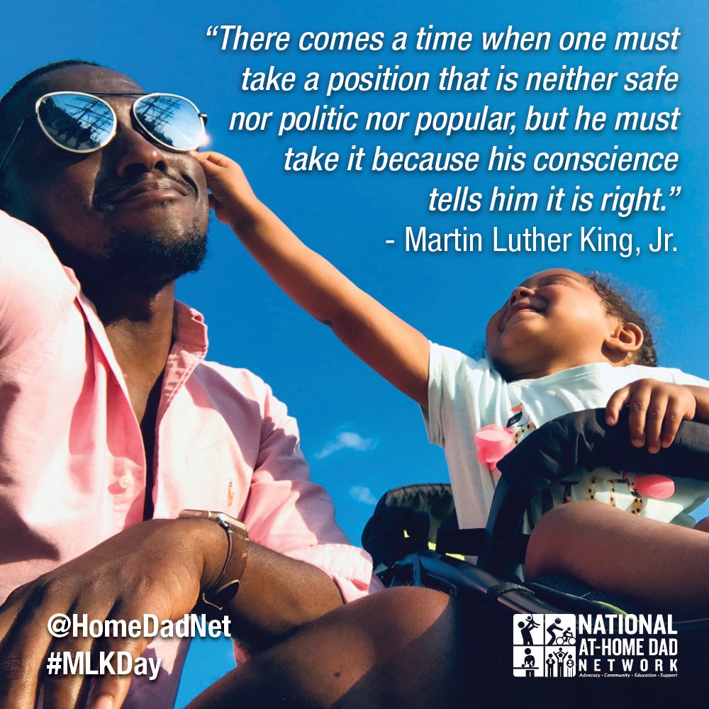 homedadnet's tweet photo. We are proud that our organization is a space where all at-home dads are welcome to participate regardless of your age, race, creed or sexual orientation. #MLKDay
.
#NAHDN #HomeDadLife #Fatherhood #Brotherhood
#Parenthood #DadsDontBabysit #HomeDadCon #StayAtHomeDad #DadsMatterToo https://t.co/W5SXy8Q9bu