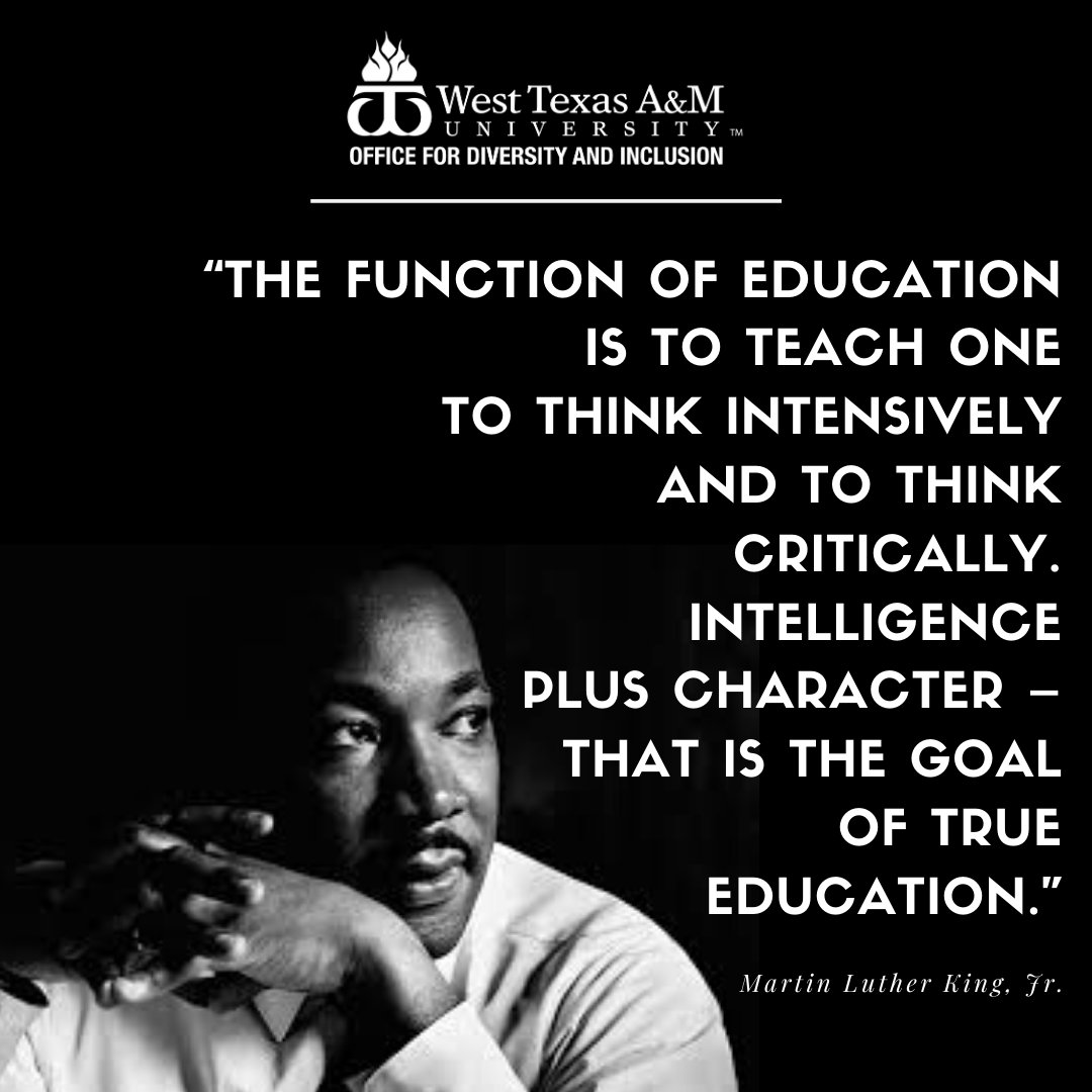 WT_OEC's tweet photo. Today marks Martin Luther King Jr. Day, which is an American federal holiday marking the birthday of Martin Luther King Jr.
In observance of the day, WTAMU is closed. Regular hours and classes will resume Tuesday, Jan. 21. #IMatterWT #MLKDAY https://t.co/2MdWImBJqd