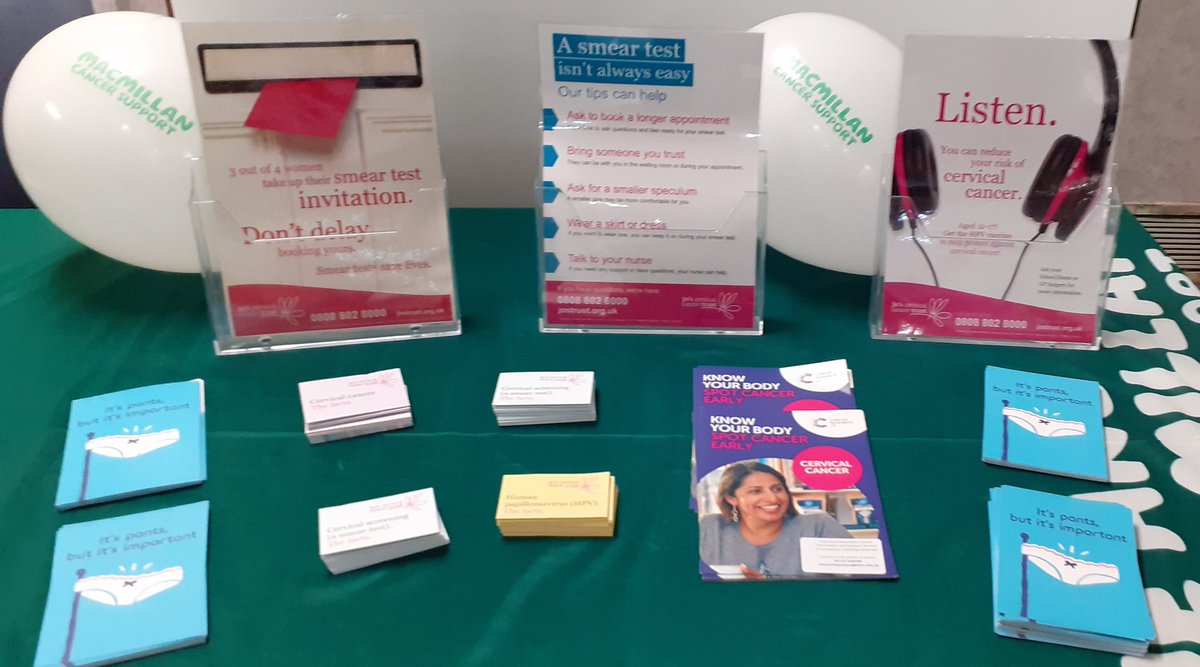 michdavis18's tweet photo. Raising awareness of cervical cancer and the importance of attending your cervical smear. Come and pick up some information at our @info_macmillan pods. #CervicalCancerPreventionWeek  @LancsHospitals @sandrajmurray @lm_nicholson @JoTrust @info_macmillan https://t.co/Lr9cO8AB9Q