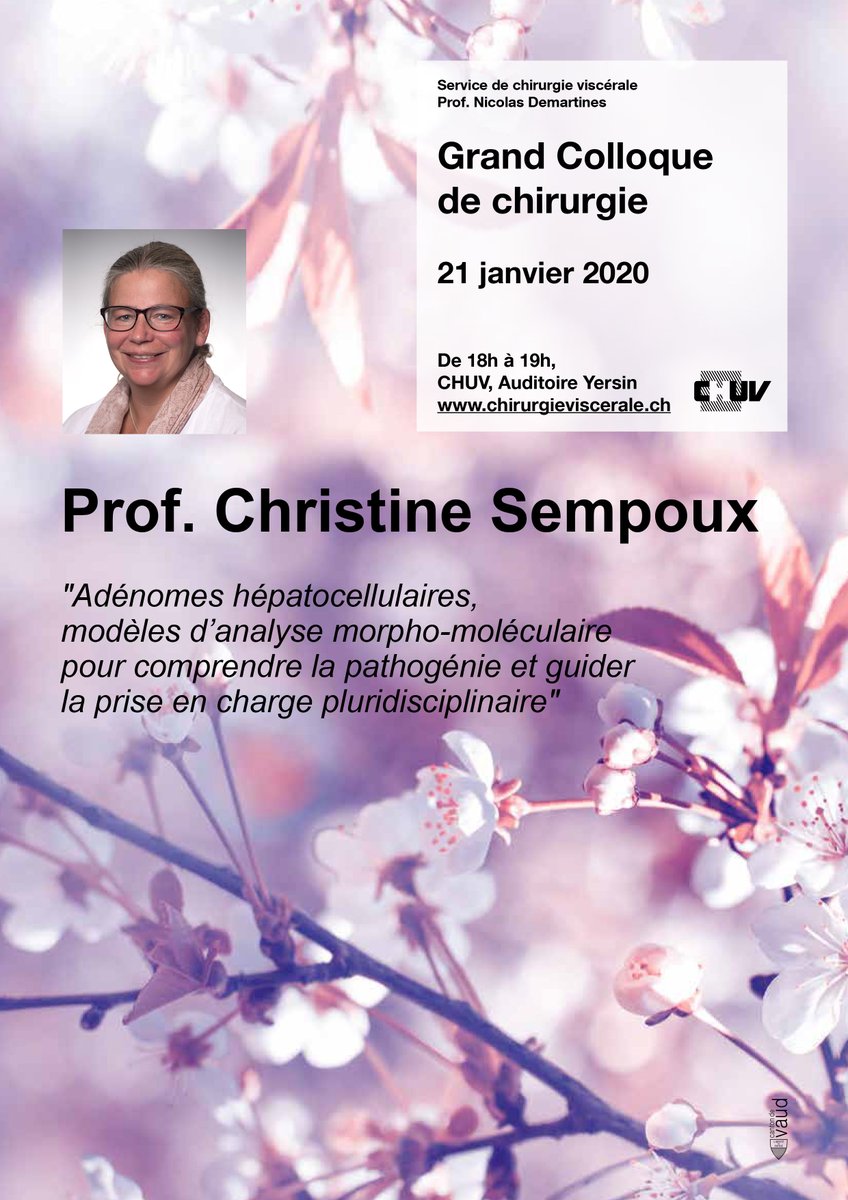 VisceralChuv's tweet photo. J-1 Grand Round @VisceralChuv
Tomorrow, January 21, Prof. Christine Sempoux - Hepatocellular adenomas, morpho-molecular analysis models to understand pathogenesis and guide multidisciplinary management
Appointment:6:00 pm, Yersin Audience,CHUV
#GrandColloqueCHV @ProfDemartines https://t.co/Xxj9KmuKBN