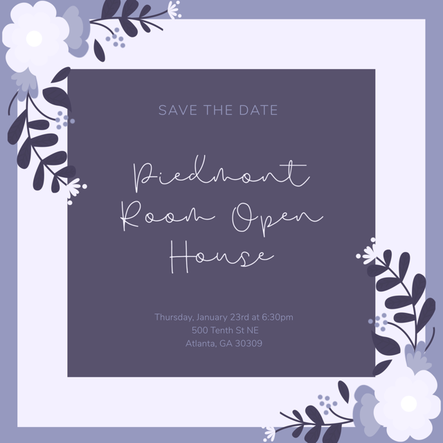 Catch us THIS Thursday at Park Tavern for the Piedmont Room Winter Open House:

 bit.ly/RSVPPRTMG

Featuring @Piedmontroom, @organized.occasions,  @faithflowersatl, @moderngentstyle, @shutterboothatl  @peachtreetents, @confectionperfectioncakes, @katelynkingphotographyllc