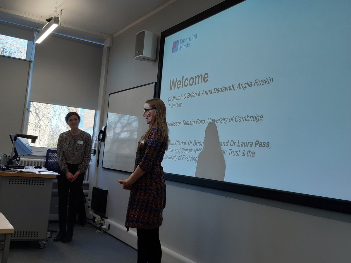EmergingMindsUK's tweet photo. Great to be in #Cambridge @AngliaRuskin today introducing the network - thanks to our hosts #NiamhOBrien #AnnaDadswell @Tamsin_J_Ford @DrLauraPass #BrioneyGee #TimClarke @psychiatry_ucam @AngliaRuskin @NSFTresearch @uniofeastanglia https://t.co/HsDGyv4G3y