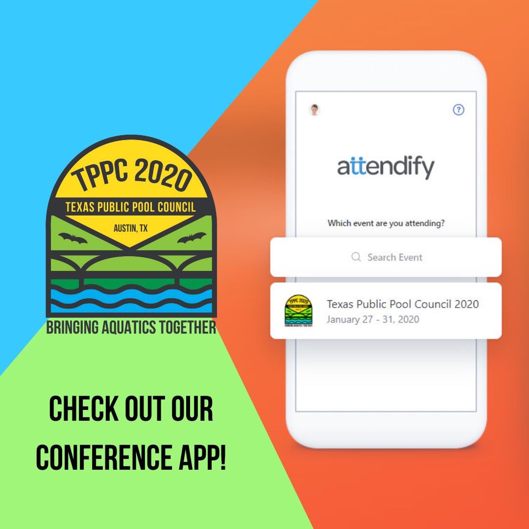 TXpool_council's tweet photo. Get the most up-to-date information with our TPPC Conference App! Download the Attendify app from your app store and search "Texas Public Pool Council 2020" to view the conference schedule, vendor info and to share all the fun you will be having at TPPC! https://t.co/cDceOpSgOb