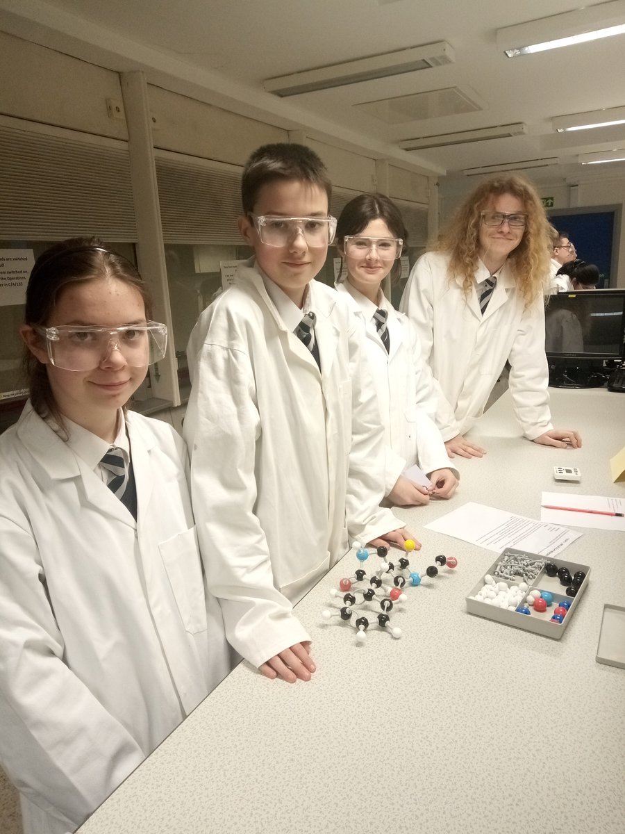 AHSSci's tweet photo. Emma, Tom, Livvy and Adam enjoyed representing AHS at the York area Chemistry Quiz at the University this evening.  That's a model of penicillin they've just made .. https://t.co/Y5L80BaOyQ