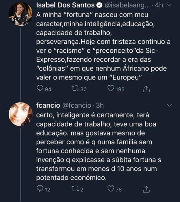 Tavarinhoace's tweet photo. Esta fcancio é cá uma artista que "fachavor"... 🙄 curioso, em relação ao seu ex namorado nunca pensou nisto, é extraordinário... #LuandaLeaks #Luanda_Leaks #IsabelDosSantos https://t.co/QmKtc4SiP9