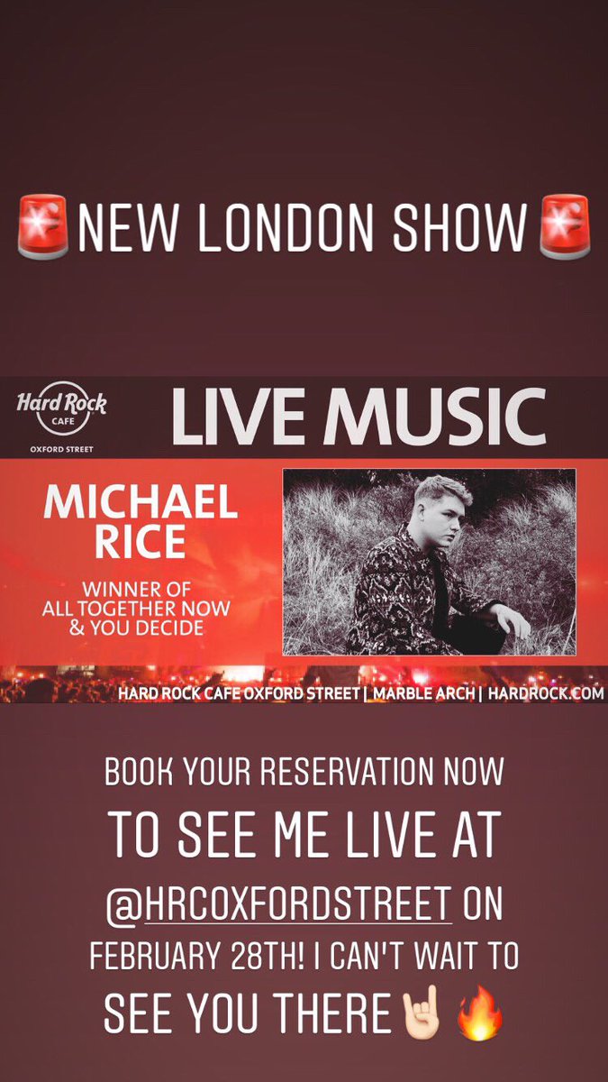 Michael Rice New London Show Im So Excited To Let You Know Im Performing At Hard Rock Cafe Oxford Street In London On February 28th Book Your Reservations Now T Co Yghagdjw1m Michael Rice New London Show Im So Excited To Let You Know Im Performing At Hard Rock Cafe Oxford Street In London On February 28th Book Your Reservations Now T Co Yghagdjw1m