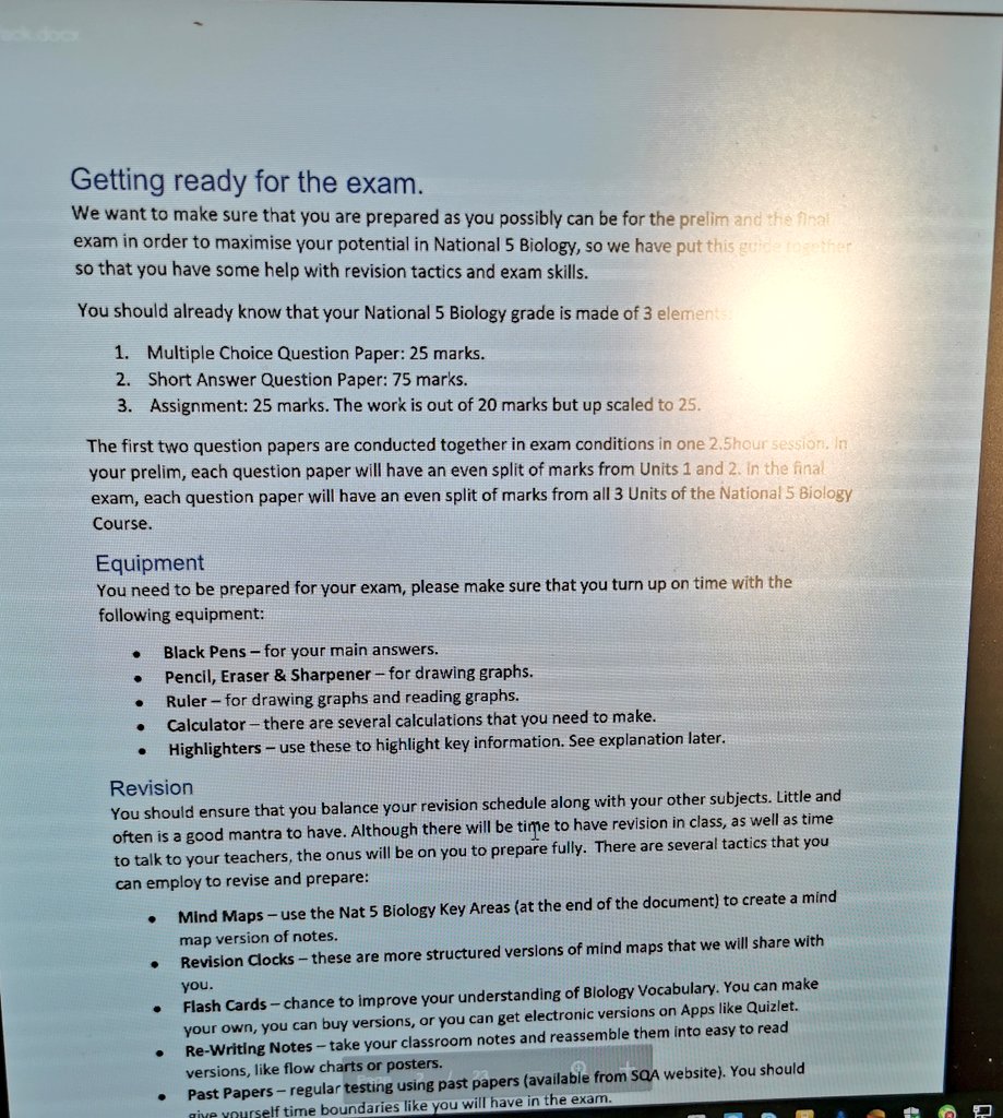 AboyneScience's tweet photo. Our #Nat5Biology pupils were issued with two great tools to support their #Prelim preparation today.

We put together an Exam Prep Guide to support pupils with revision, command words and calculations.

The #revisionclocks are a great way to scaffold revision for each unit. https://t.co/qXIzrLlPes