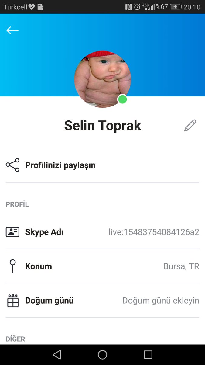 ToprakSelin1's tweet photo. @damlade20059201 Skype ekleyin dostlar 🥰 https://t.co/xTj1KHOsao