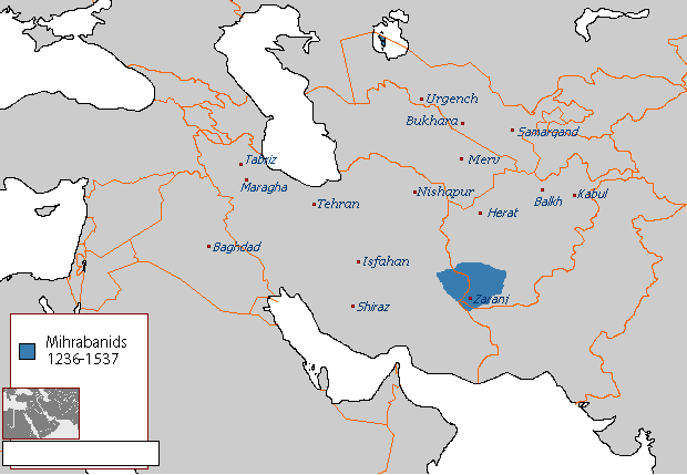 The Mihrabanids (Persian ملوک مهربانی) were a Tajik Sunni Muslim dynasty from Shahr-i Sistan (Zaranj in modern Afghanistan) that ruled over the Sistan region from the 13th century until the mid 16th.