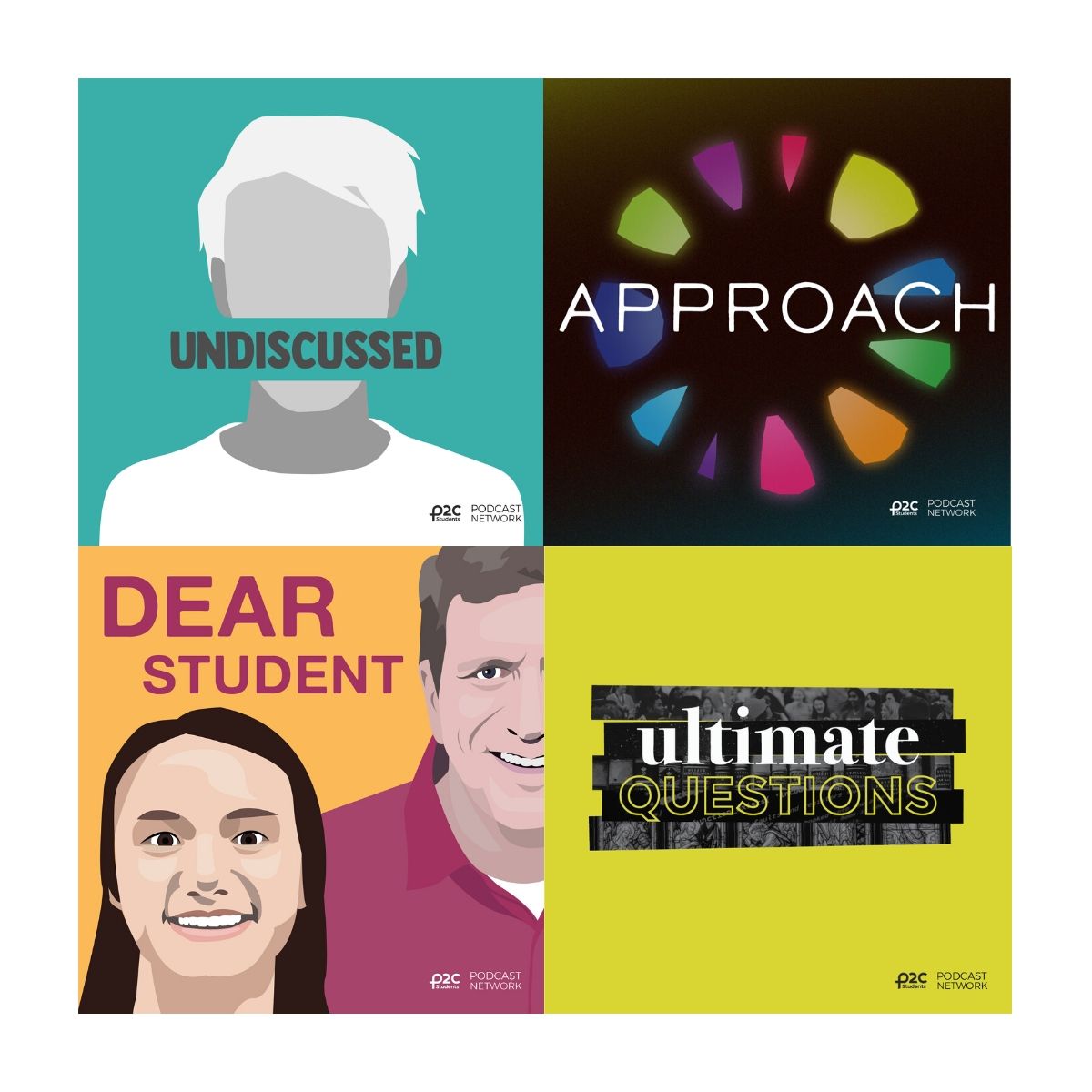 p2cspods's tweet photo. We’re expanding! 4 different podcasts in the same place: Season 2 of Undiscussed with Eric and Caroline, Approach with Mandy, Dear Student with Hannah and Graham, and Ultimate Questions with Jonathan.
#p2cspods #undiscussedpod #approachpod #dearstudentpod #ultimatequestionspod https://t.co/Gqx7HJ1HUa