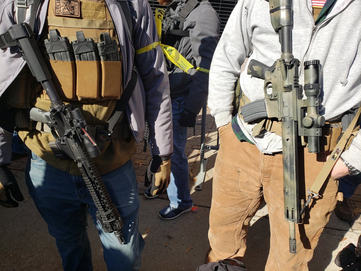 LobbyVa's tweet photo. Things we're seeing a lot of at the #VirginiaRally 

- Orange
- Firearms that will be banned by unconstitutional proposed laws. 
- People. 
- Peaceful assembly. https://t.co/0qUIPqC8fx