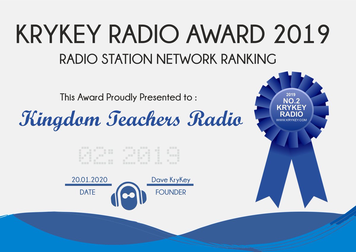 KryKey's tweet photo. #02 radio for 2019 - KINGDOM TEACHERS RADIO
KryKey Radio Awards 2019   #krykey #betterthanfm #radio #krykeyradioawards2019 #USA
- https://t.co/ouq1sjEVEk https://t.co/H5Bka4yxAF