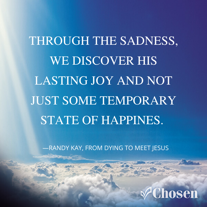 'Through the sadness, we discover His lasting joy and not just some temporary state of happiness.'—Randy Kay, from Dying to Meet Jesus @RandyKayauthor #DyingtoMeetJesus bit.ly/39Mk6GW