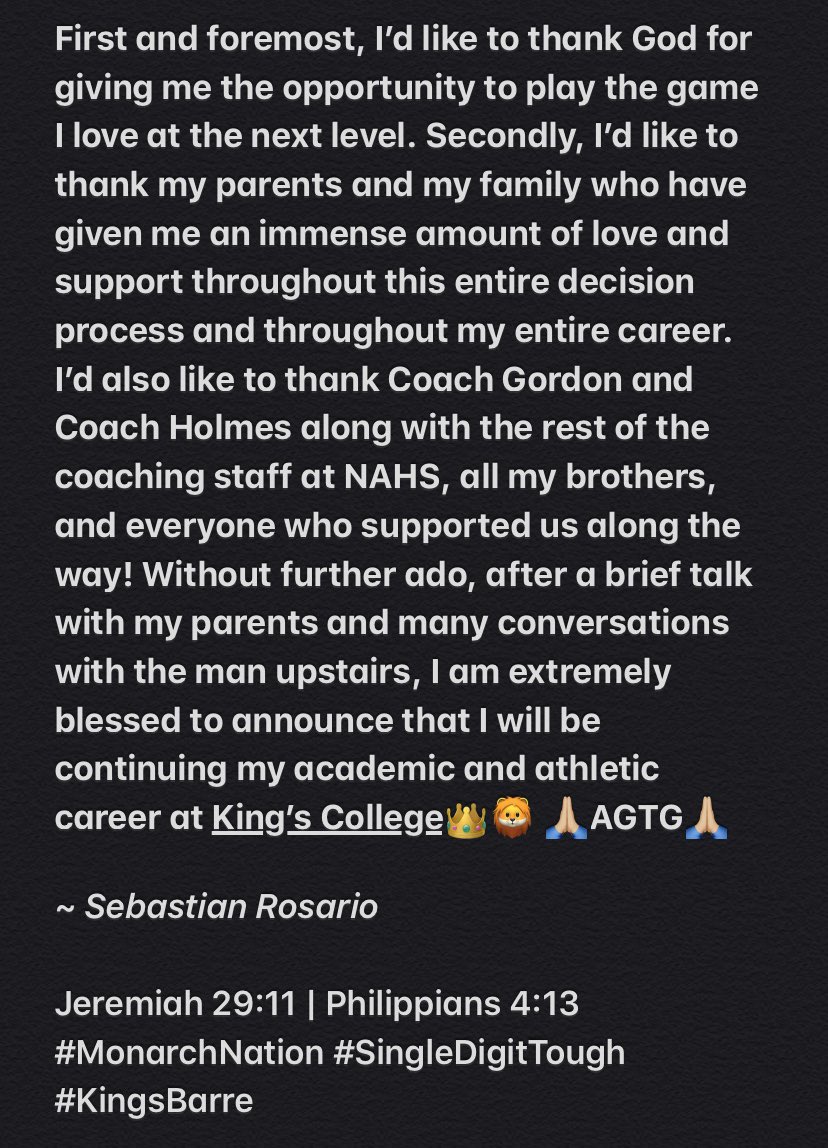 Sebby2442's tweet photo. Kings-Barre I’m coming!🦁👑 Thank you Coach @jeff_knarr @CoachFultz ! 110% committed and ready to OUTWORK! 🙏🏼AGTG🙏🏼 https://t.co/n1x4J0GOFe