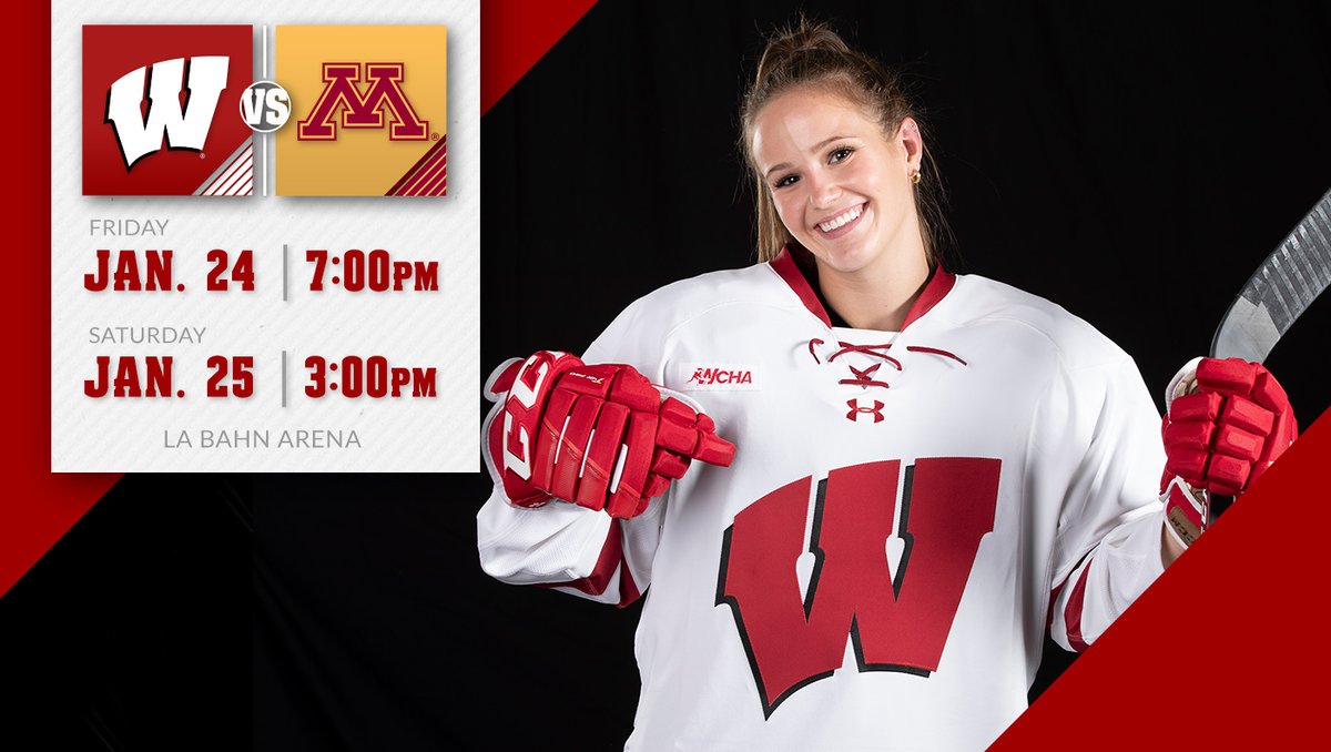 BadgerWHockey's tweet photo. The 𝐁𝐄𝐒𝐓 #cawlidgehawkey rivalry returns to Madison this weekend!

#BorderBattle || #OnWisconsin https://t.co/Bg5OglOJuZ