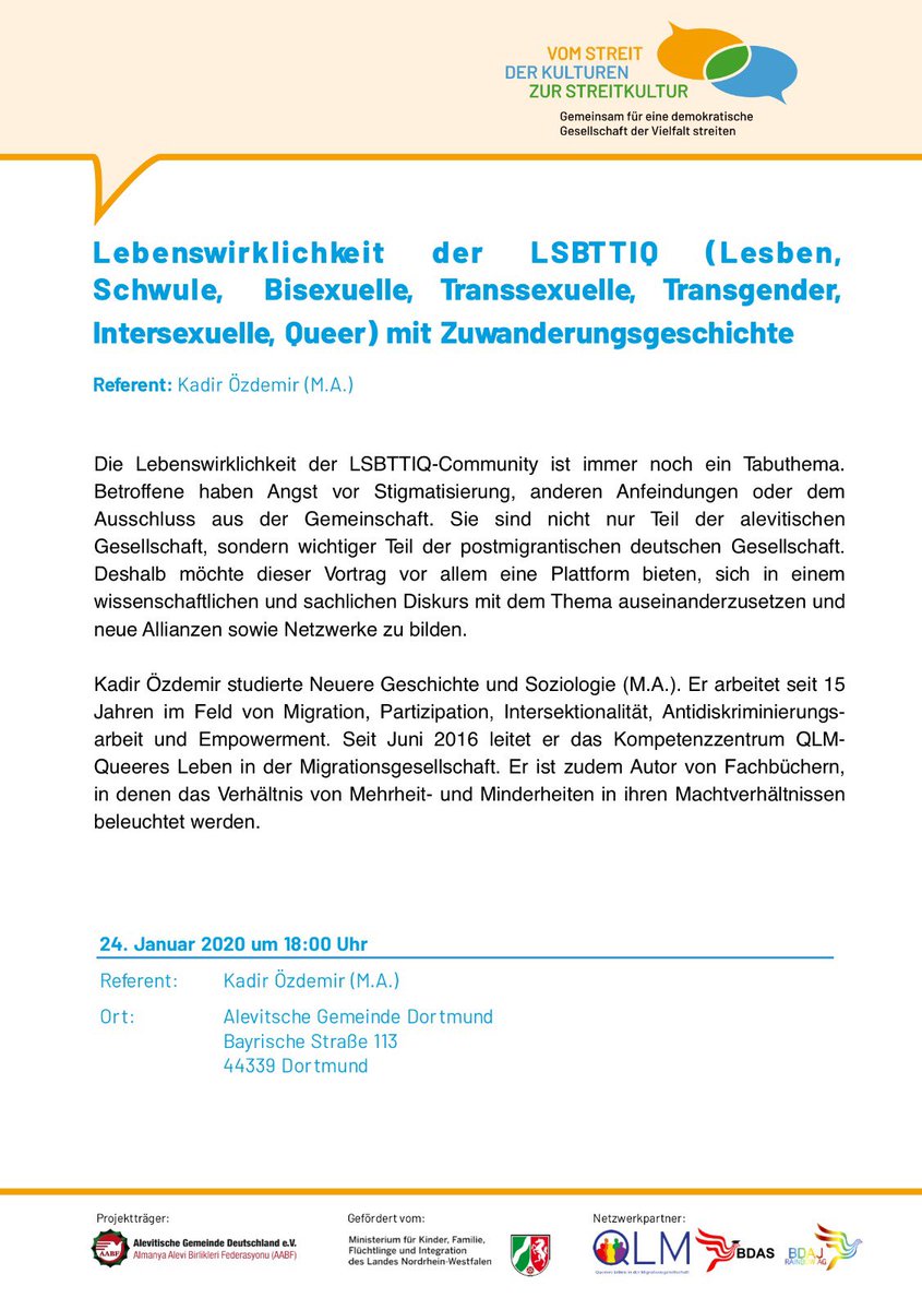 Sei dabei! Wann? 24.01.2020 in der alevitischen Gemeinde in Dortmund