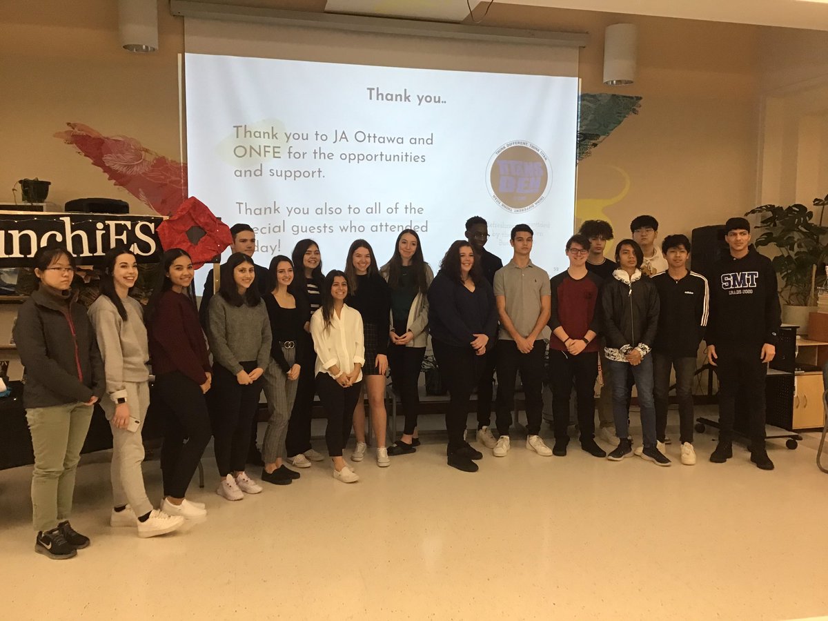 Charlie_Senack's tweet photo. Great to be at @MotherTeresaHS where the JA (Junior Achievers) group Is presenting their product “scrunchies”. They donated 10 per cent of their earnings to Green Peace, and created Srunchies Baskets for women’s shelters. In total they created 346 scrunchies. #MyBarrhaven https://t.co/VlDd5VEuJV